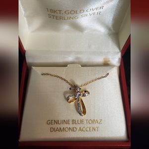 Blue Topaz Cross Necklace
